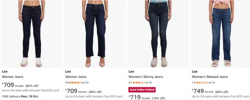 Image of Lee Women Jeans at minimum 80% Discount