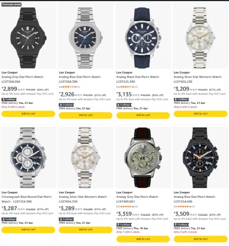 Image of Lee Cooper Analog Watch @ Minimum 80% Discount