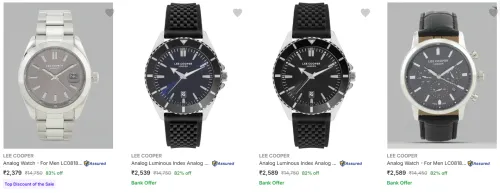 Image of Lee Cooper Men's Wrist Watches at minimum 80% Discount