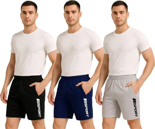 Image of Leemak Men's Graphic Print Shorts (Pack of 3)