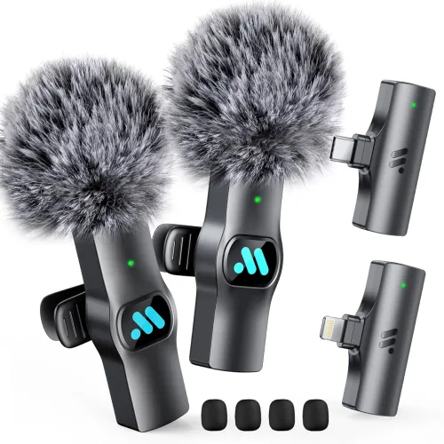 Image of Leettus 2pcs Lavalier Wireless Microphone for iPhone iPad