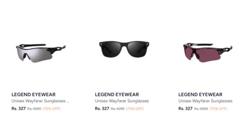 Image of Legend Unisex Sunglasses at Minimum 70% Discount