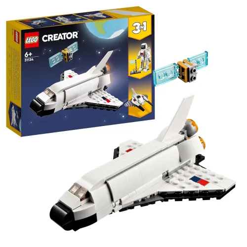 Image of LEGO Creator Space Shuttle 31134 Building Toy Set with Astronaut and Spaceship Models for Kids Aged 6+