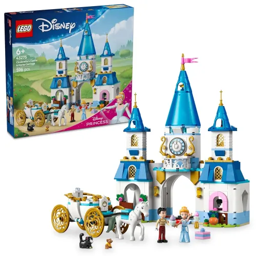 Image of LEGO ǀ Disney Princess Cinderella’s Castle & Horse Carriage Building Set 43275 Building Blocks Toys for 6+ Gift for Boys