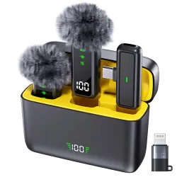 LEKATO Wireless Microphone with AI ANC Noise Cancellation – Clip-On Collar Mic for iPhone & Android | 48H Battery, 65ft 