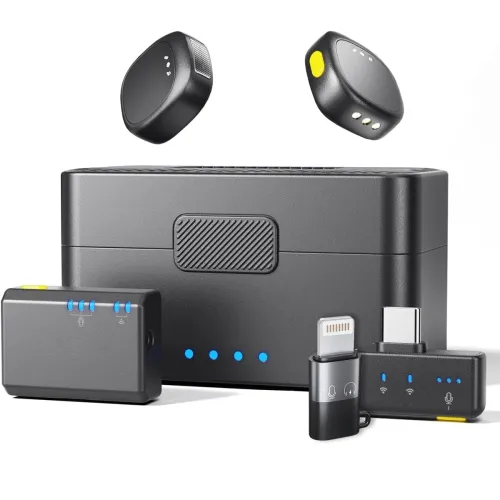 Image of LEKATO Wireless Microphone with Noise Reduction for Camera DSLR, iOS & Android, 360° Audio Pickup, Long Range & Battery 