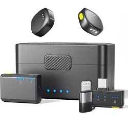 LEKATO Wireless Microphone with Noise Reduction for Camera DSLR, iOS & Android, 360° Audio Pickup, Long Range & Battery 