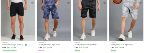 Image of Lemona Men's Shorts at minimum 70% Discount