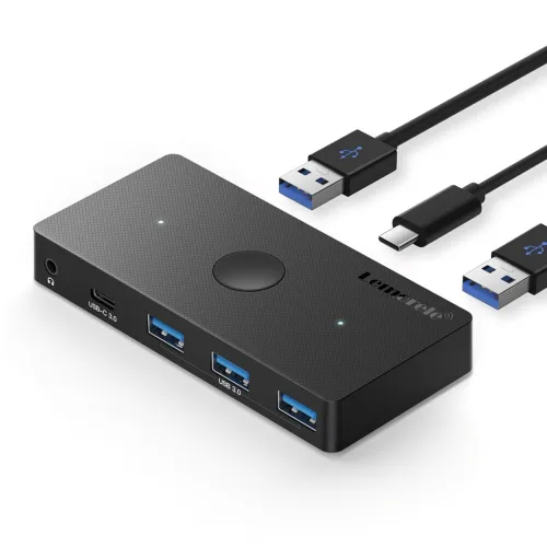 Image of Lemorele USB 3.0 Switch Selector (2 PCs Share 4 USB Ports + Mic Support)