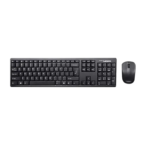 Image of Lenovo 100 Wireless Keyboard & Mouse Combo (106 Keys, 1000 DPI, Spill Resistant, Black)