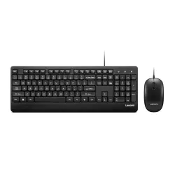 Lenovo 110 Keyboard & Mouse Wired Combo| Waterproof Exoskeleton | Splash Proof Keys| 1600 DPI Full Size Mouse |