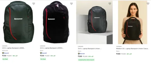 Image of Lenovo Laptop Bags upto 81% Discount