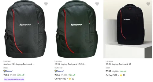 Image of Lenovo Laptop Bags Upto 82% Discount | Starting @₹359