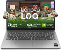 Lenovo LQQ Essential AMD Ryzen 7 Octa Core 7735HS - (16 GB/512 GB SSD/Windows 11 Home/6 GB Graphics/NVIDIA GeForce RTX 3050) LOQ 15ARP10E Gaming Laptop (15.6 inch, Luna Grey, 1.8 kg, With MS...