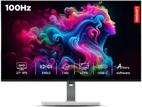Image of Lenovo L-Series 68.58 cm (27 inch) Quad HD LED Backlit IPS Panel with 99% sRGB