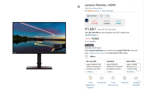 Image of Lenovo Monitor, HDMI 