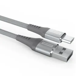 Lenovo USB A to Type-C Tangle-free Aramid fiber braided 1.2m cable with 4A Fast charging & 480 MBPS data transmission, c