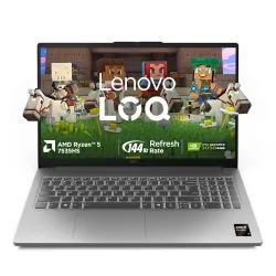 Lenovo LOQ Essential AMD Ryzen 5 7535HS | NVIDIA RTX 3050 6GB (16GB RAM/512GB SSD/144Hz Refresh Rate/15.6\' (39.6cm)/Windows 11/Office Home 2024/3 Mon. Game Pass/Grey/1.8Kg), 83S000G8IN Gami...