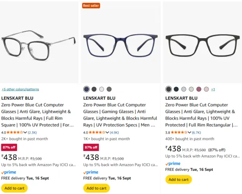 Image of LENSKART BLU Computer Glasses Upto 87% Discount