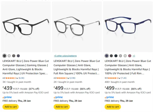Image of LENSKART BLU Glasses @ Up to 87% Discount