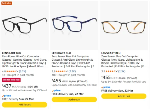 Image of LENSKART BLU Glasses Upto 88% Discount