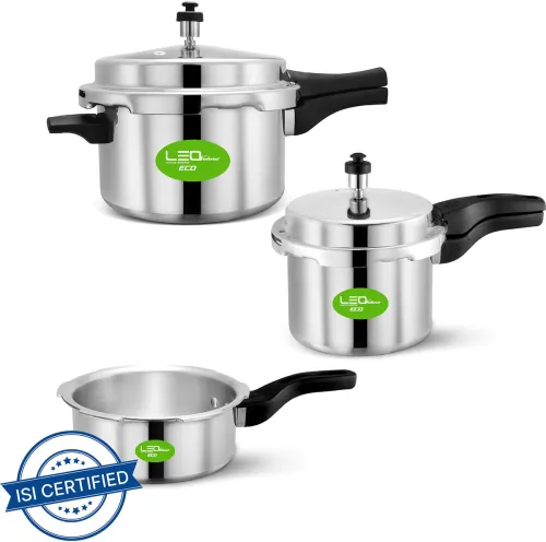 Image of Leo Natura Eco Combo Cooker Pack 2 L, 3 L, 5 L Pressure Cooker (Aluminium)