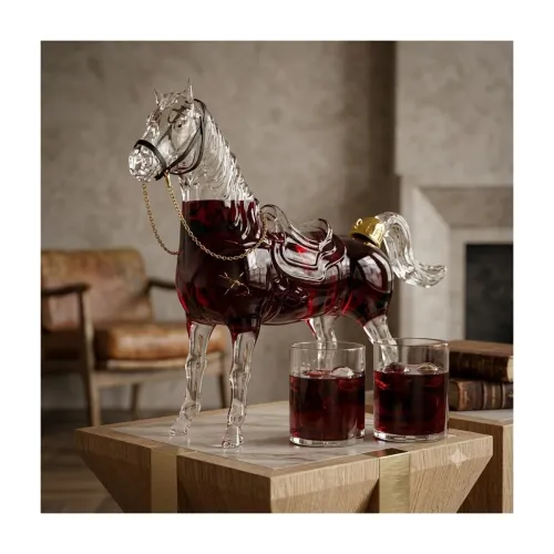 Image of LEOMORD Horse Shape Whiskey Decanter Set with 2 Glasses
