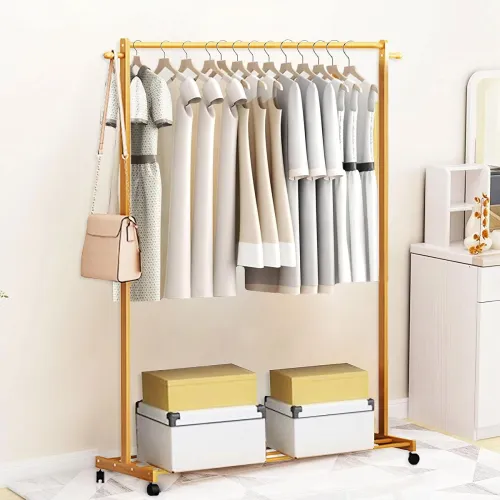 Image of Leopax Bamboo Single Rail Rolling Coat Rack