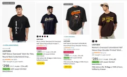 Leotude Mens Oversized t-shirts from ₹199