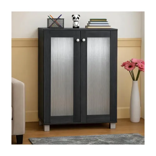 Image of LERIMO 2-Door Engineered Wood Shoe Rack, 4-Tier Wooden Shoe Rack for Entryway