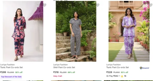 Image of Leriya Fashion Co Ords Upto 90% Discount