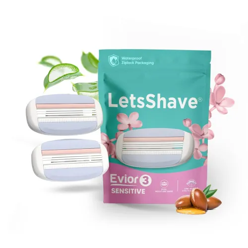 Image of LetsShave Evior 3 Senstive Razor Blade Refills for Women (Pack of 4) | Dual Moisture Bar infused with Aloe vera | Bikini