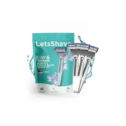 LetsShave Evior 6 Portable Razor for Women,Worlds First 6 Blade Razor Set, Ultra Sharp Blade with Lubricating Strip, Di