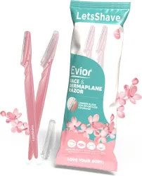 LetsShave Evior Reusable Face Razor | Painless Hair Removal & Smooth Skin, Women (Pack of 2)