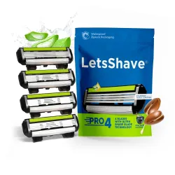 LetsShave Pro 4 Manual Shaving Razor Blades Refill (Cartridges), Pack of 4