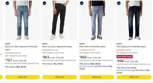 Image of Levi's Jeans Minimum 70% Discount