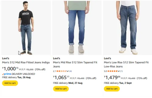 Image of Levi's Men's Jeans Minimum 70% Discount