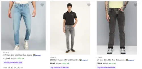 Image of Levi's Men's Jeans Minimum 70% Discount