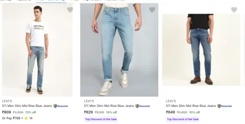 Image of Levi's men's Jeans upto 74% Discount