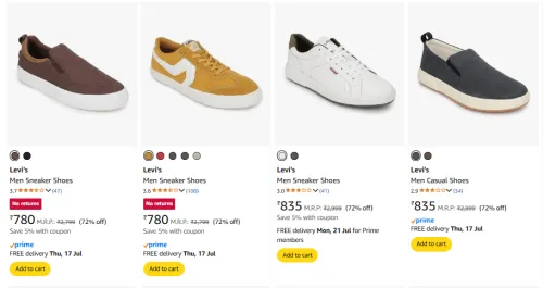 Image of Levi's Men Sneaker Starting @ ₹624