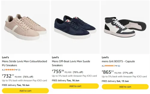 Image of Levi'S Mens Shoes Upto @77% discount