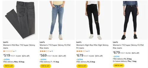 Image of Levi's Women Fashion Jeans Minimum 80% Discount