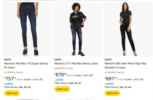 Image of Levies Women Fashion Clothes Minimum 70% Discount