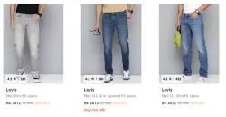 Levis Jeans at Minimum 60% Discount
