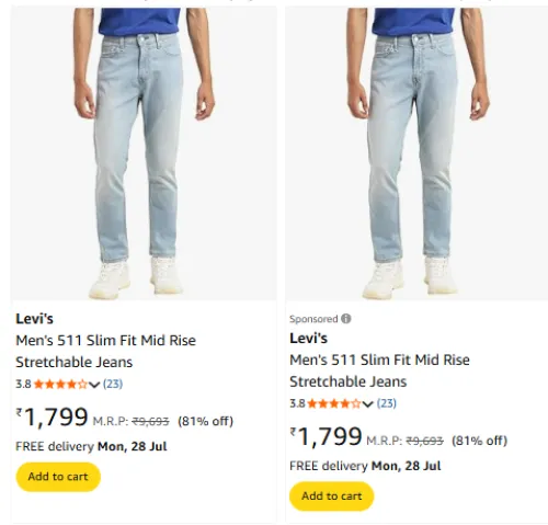Image of Levis Men Jeans Minimum 80% Discount