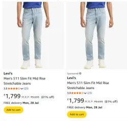 Levis Men Jeans Minimum 80% Discount