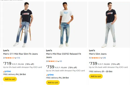 Image of Levis Men Jeans up to 80% Discount