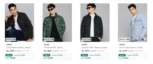 Image of Levis Men's Jacket at minimum 70% Discount