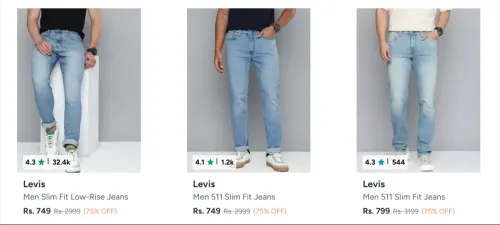 Image of Levis Men's Jeans Stating at ₹749