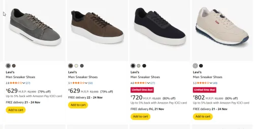 Image of Levis Men's Shirts Starting at just ₹629